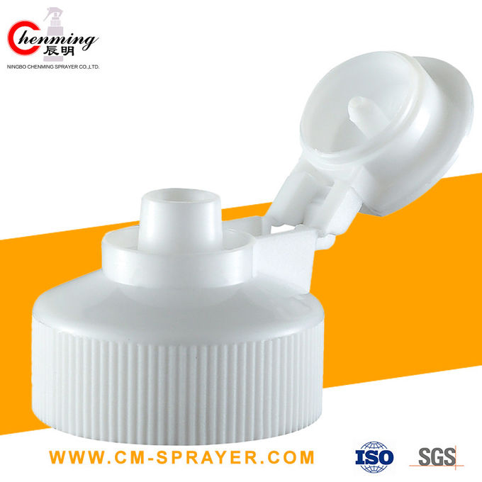 38-400 24/410 White Flip Top Caps Child Resistant 24mm 38mm Thread Round Ribbed Skirt Hinged 0