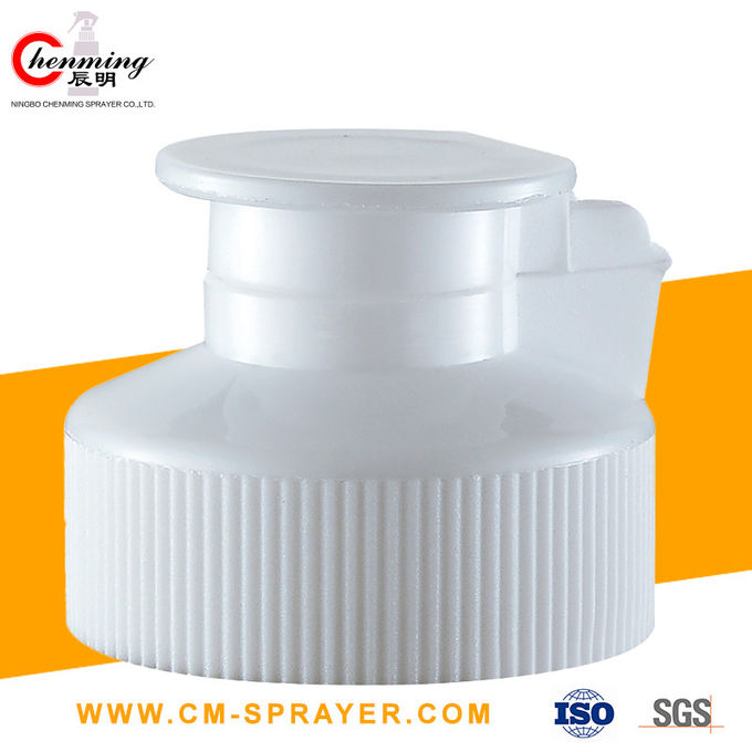 38-400 24/410 White Flip Top Caps Child Resistant 24mm 38mm Thread Round Ribbed Skirt Hinged 1